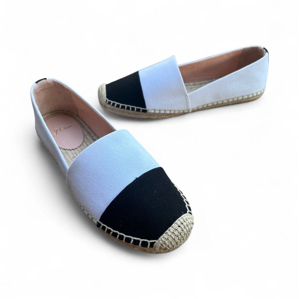 J. Crew Black and White Espadrille Shoes size 10